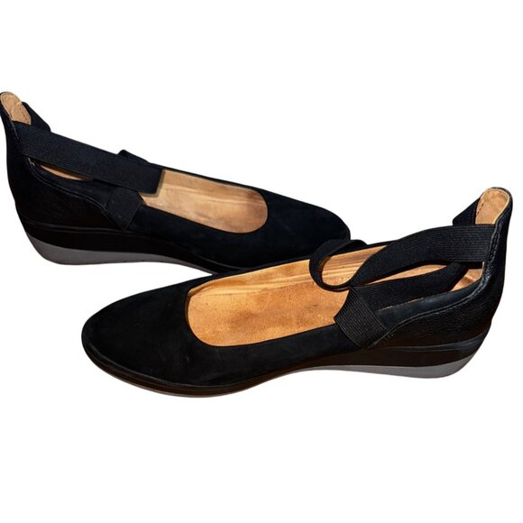 Vionic Black Suede Leather‎ Wedge Mary Jane Shoes Size 8.5 Comfort Classic Cute - Picture 6 of 7